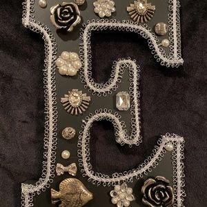 Jeweled Monogram “E” Wall Decor Costume Jewelry